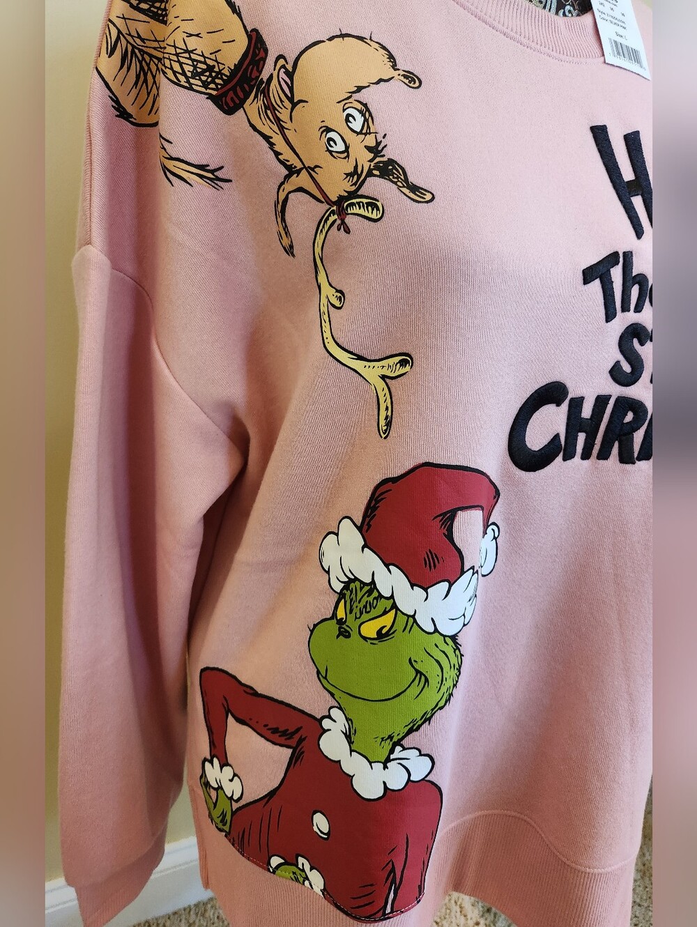 Kohl's Dr Seuss How The Grinch Stole Christmas Sweatshirt Pink Women's Sz L NWT - Picture 4 of 16